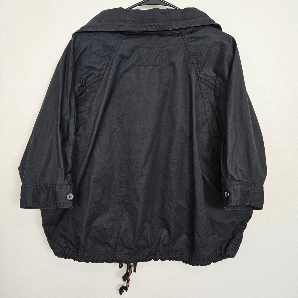 Kut From The Kloth Small Light Button Up Jacket Bat Wing Draw Cord Waist Black - Picture 2 of 16